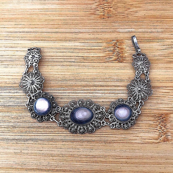 Jewelry - $34  Vintage Filigree Estate Bracelet  Sterling Silver  No Mark